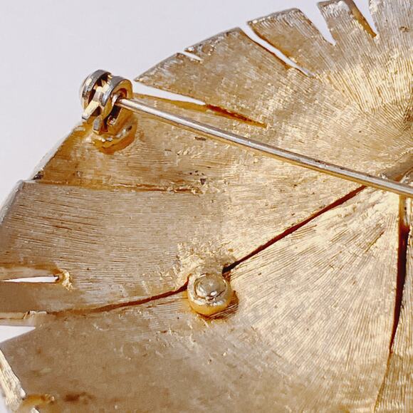 Vintage Mid Century Atomic Sunburst Brooch 50s 60s Silver Gold Two Tone Dome Pin - Picture 10 of 12